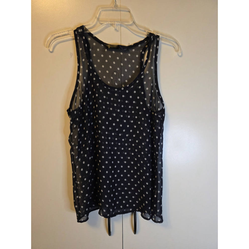 Women's Black & White Polka Dot Sheer Tank Top S